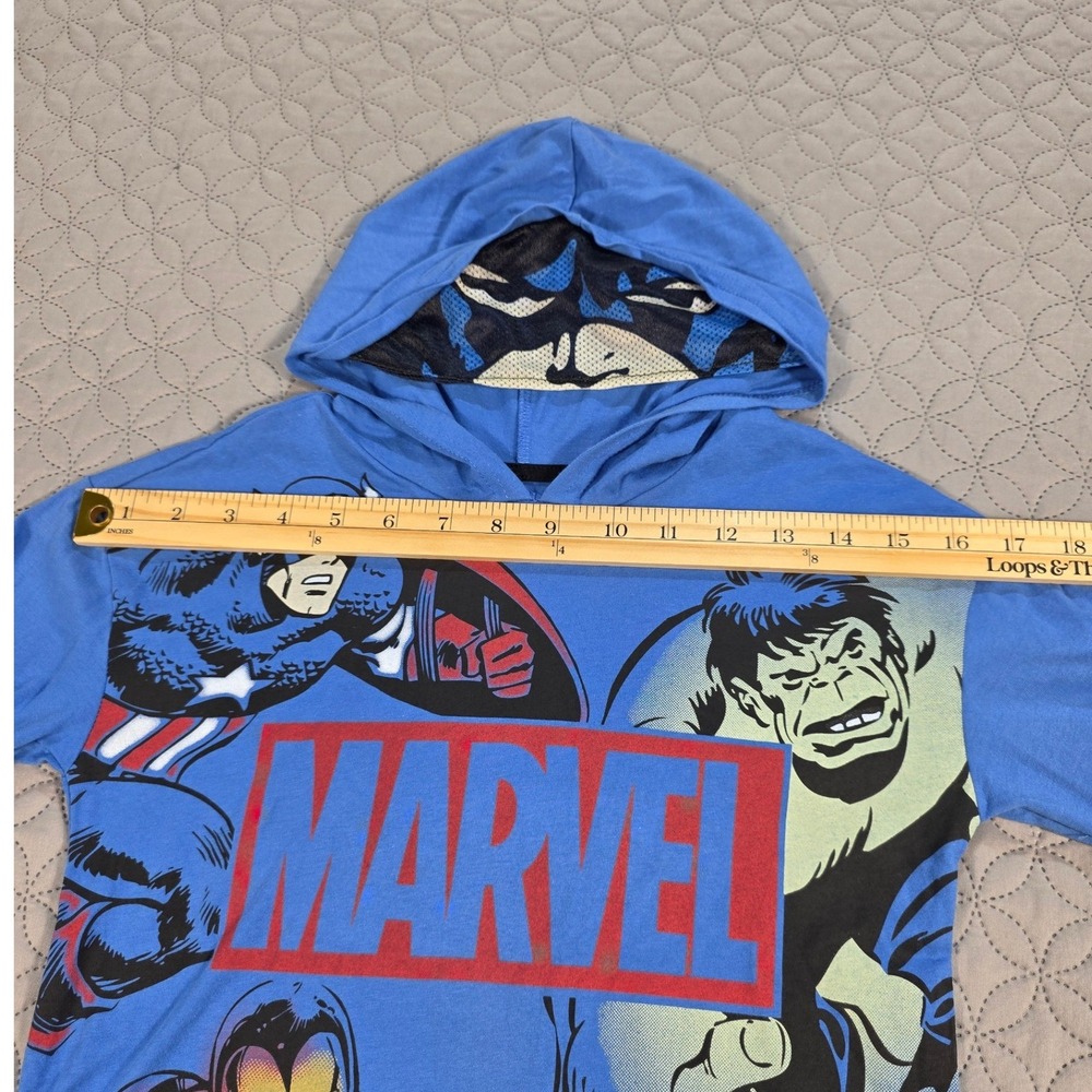 Marvel Avengers Boys Graphic Hoodie Blue White Captain America Iron Man Hulk 6 - Picture 4 of 7